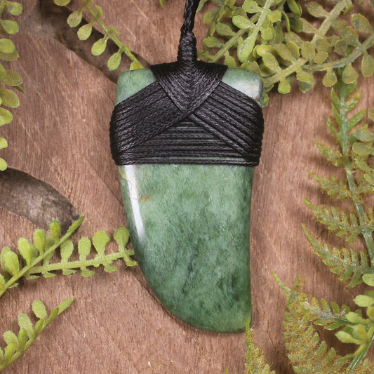 Flower Jade Pounamu Taniwha Tooth pendant