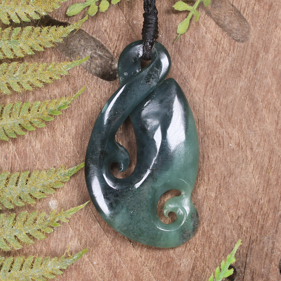 Koru Twist carved from Inanga Pounamu - NZ Greenstone