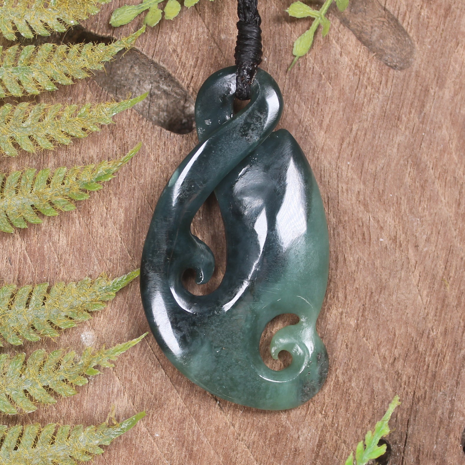 Koru Twist carved from Inanga Pounamu - NZ Greenstone