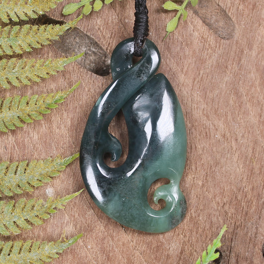 Koru Twist carved from Inanga Pounamu - NZ Greenstone