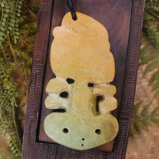 Hei Tiki carved from Flower Jade Pounamu - NZ Greenstone