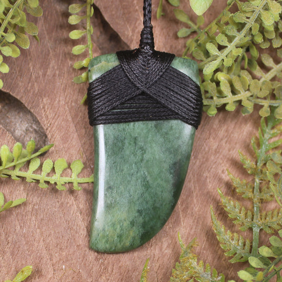 Flower Jade Pounamu Taniwha Tooth pendant