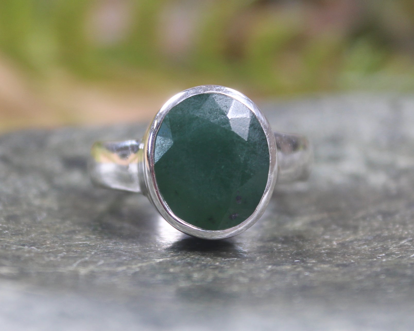 Sterling Silver Kawakawa Pounamu Ring - NZ Greenstone