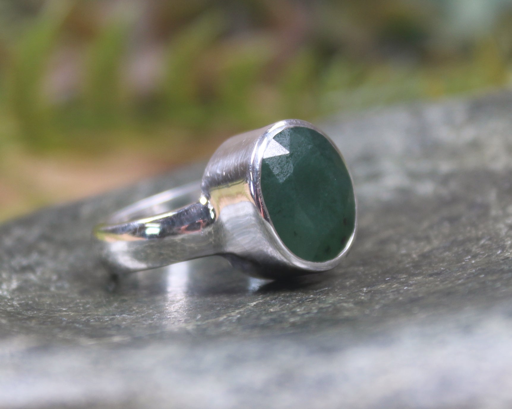 Sterling Silver Kawakawa Pounamu Ring - NZ Greenstone