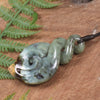 Twist or Pikorua carved from Flower Jade Pounamu - NZ Greenstone