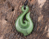 Hei Matau or Fish Hook carved from Hapopo Pounamu - NZ Greenstone