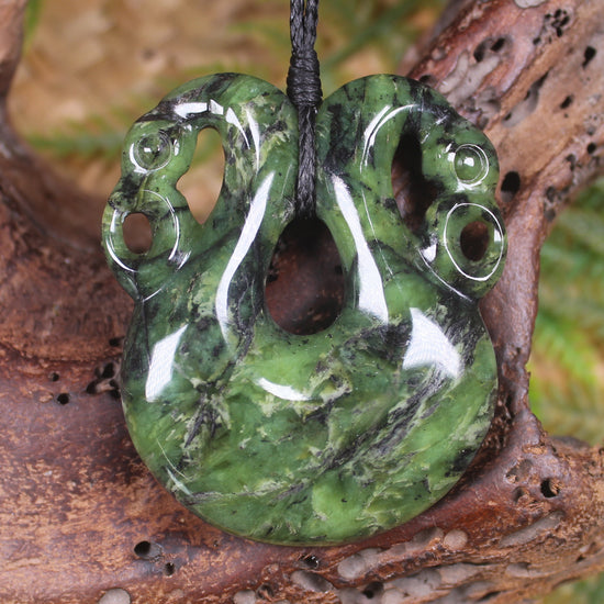 Pekapeka Pendant carved from Douglas Creek Pounamu - NZ Greenstone