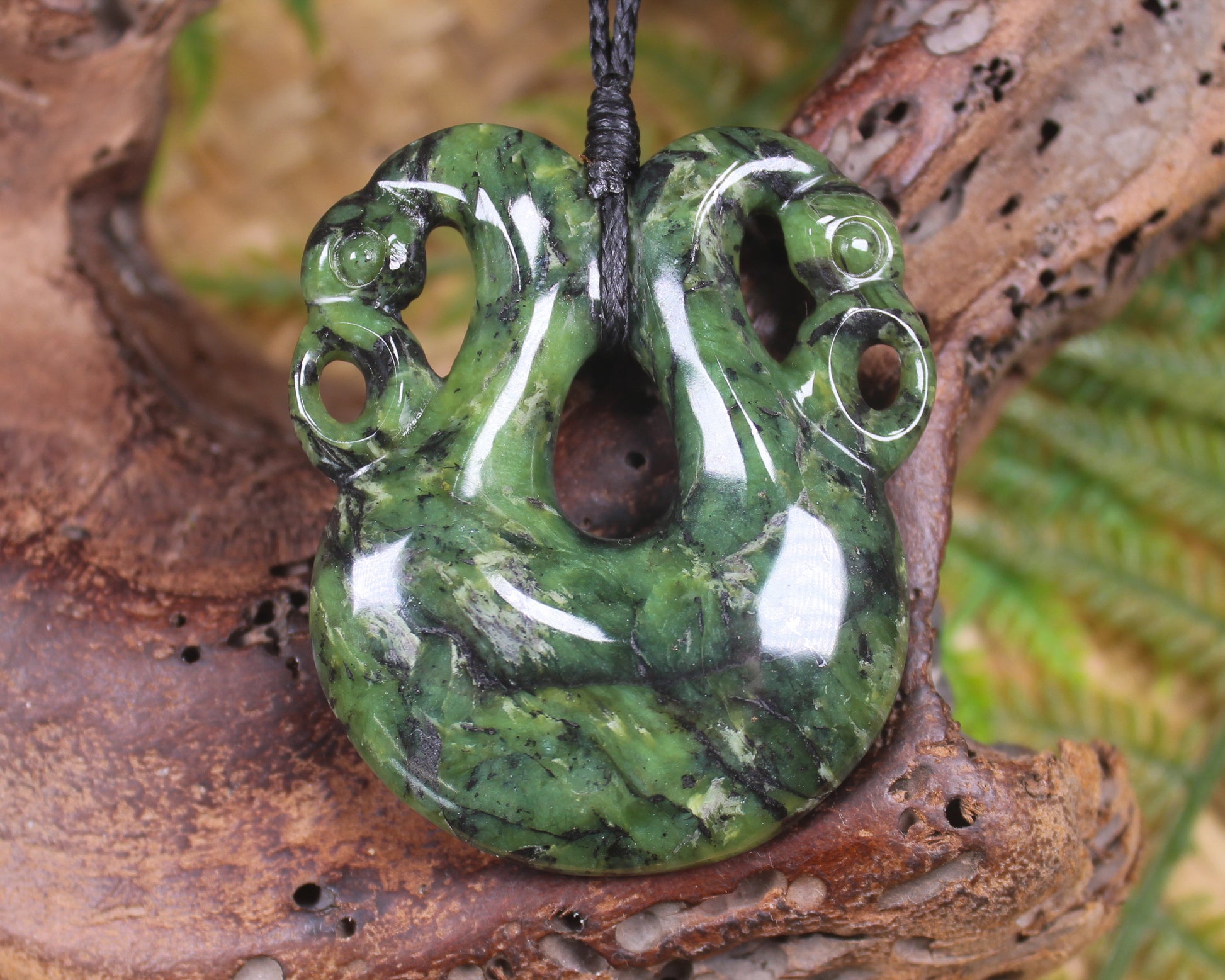 Pekapeka Pendant carved from Douglas Creek Pounamu - NZ Greenstone