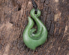Hei Matau or Fish Hook carved from Hapopo Pounamu - NZ Greenstone