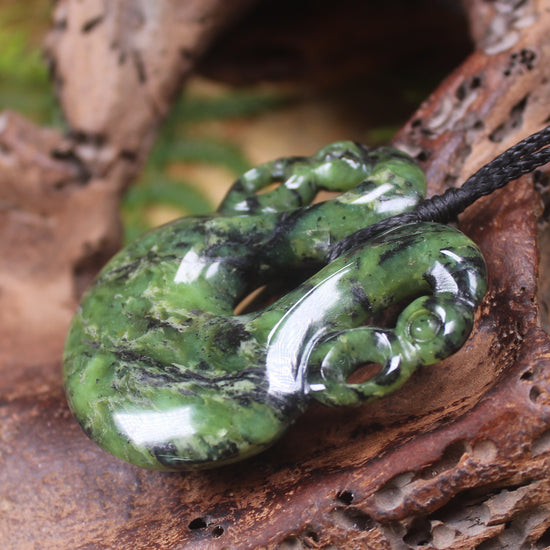 Pekapeka Pendant carved from Douglas Creek Pounamu - NZ Greenstone