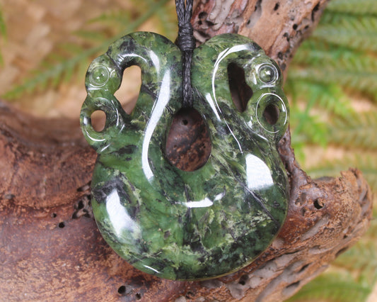 Pekapeka Pendant carved from Douglas Creek Pounamu - NZ Greenstone
