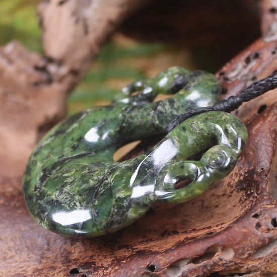 Pekapeka Pendant carved from Douglas Creek Pounamu - NZ Greenstone