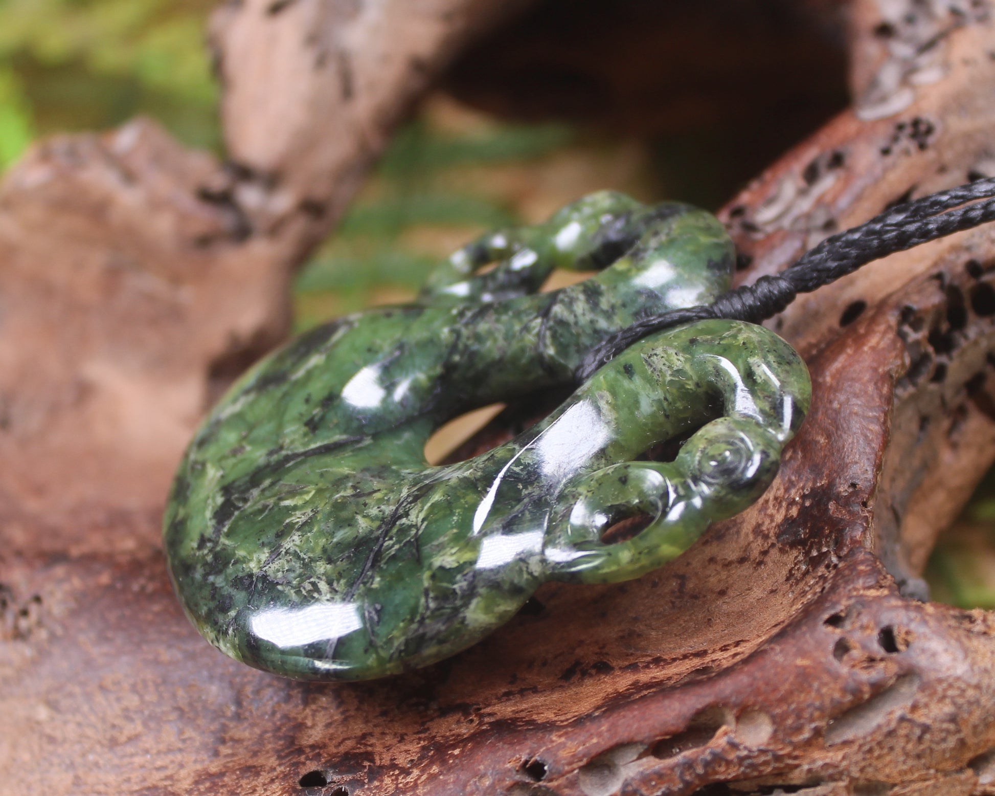 Pekapeka Pendant carved from Douglas Creek Pounamu - NZ Greenstone