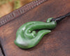 Hei Matau or Fish Hook carved from Hapopo Pounamu - NZ Greenstone