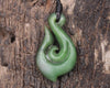 Hei Matau or Fish Hook carved from Hapopo Pounamu - NZ Greenstone