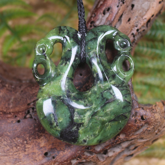Pekapeka Pendant carved from Douglas Creek Pounamu - NZ Greenstone