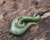 Hei Matau or Fish Hook carved from Hapopo Pounamu - NZ Greenstone