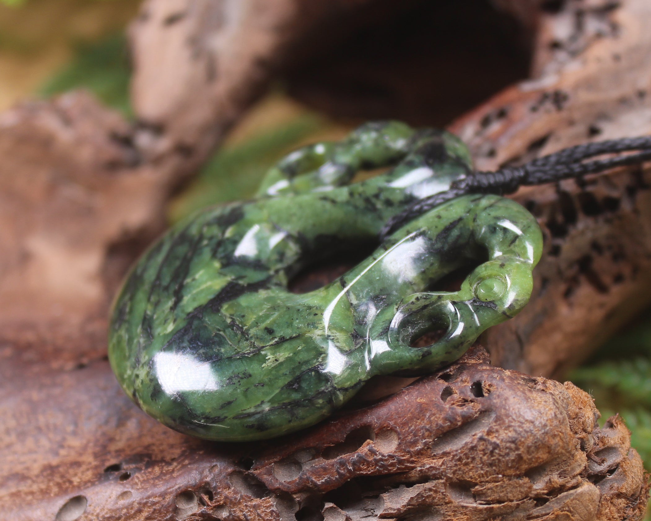 Pekapeka Pendant carved from Douglas Creek Pounamu - NZ Greenstone