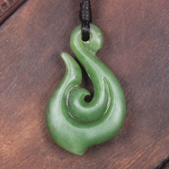 Hei Matau or Fish Hook carved from Hapopo Pounamu - NZ Greenstone