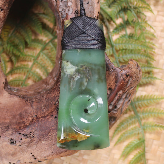 Toki or Adze with Koru Pendant carved from Inanga Pounamu - NZ Greenstone