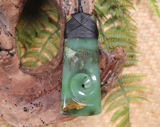 Toki or Adze with Koru Pendant carved from Inanga Pounamu - NZ Greenstone