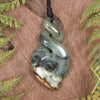 Twist or Pikorua carved from Flower Jade Pounamu - NZ Greenstone