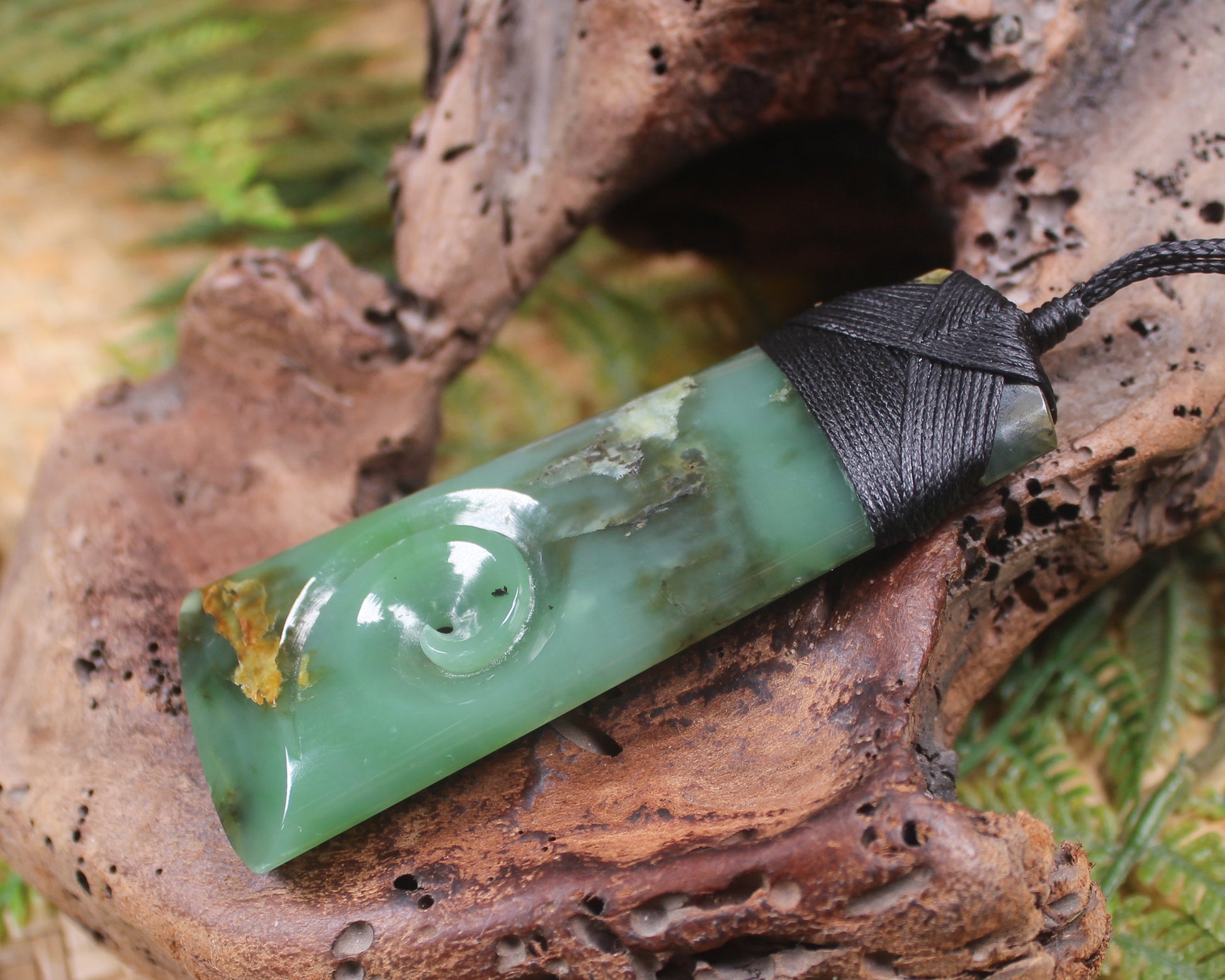 Toki or Adze with Koru Pendant carved from Inanga Pounamu - NZ Greenstone