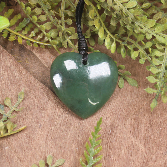 Heart carved from Hapopo Pounamu - NZ Greenstone