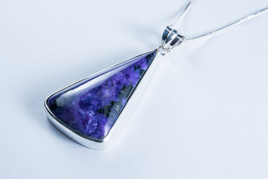 Charoite Large Sterling Silver Pendant (S559)