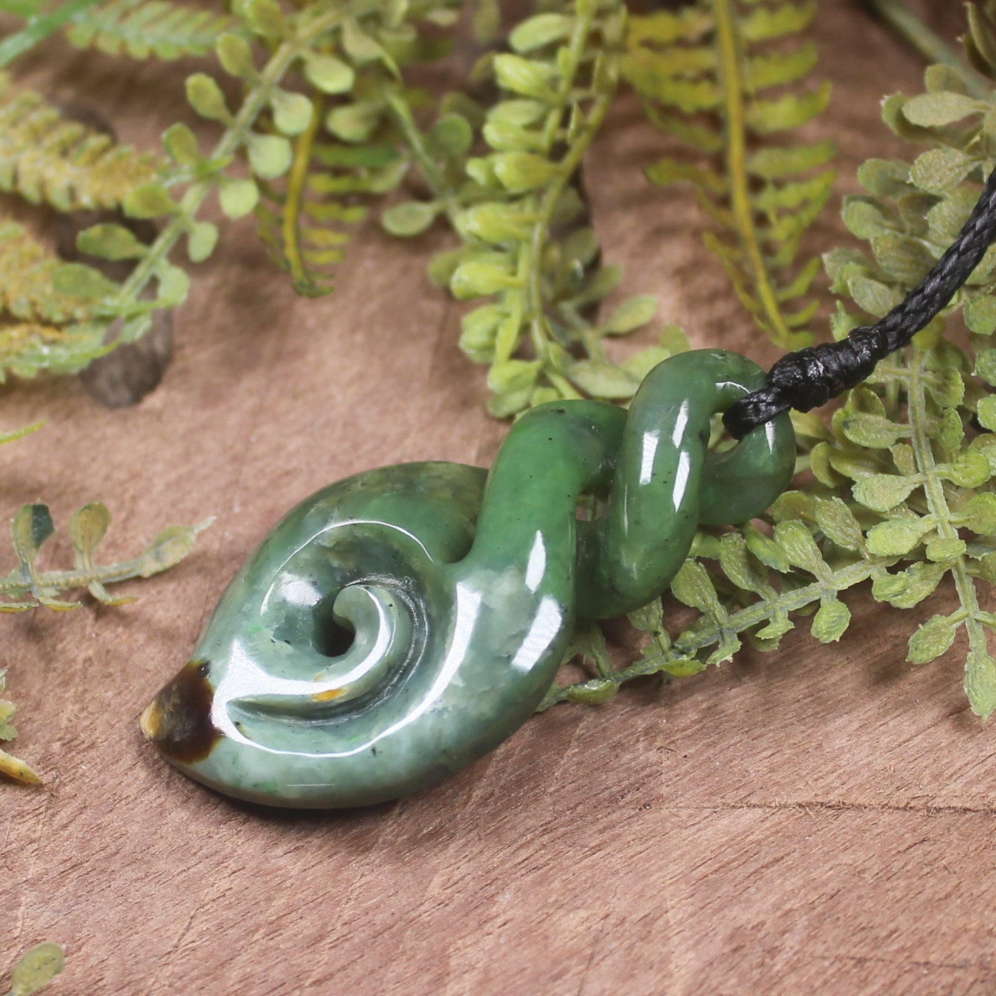 Koru Twist carved from Hapopo Pounamu - NZ Greenstone
