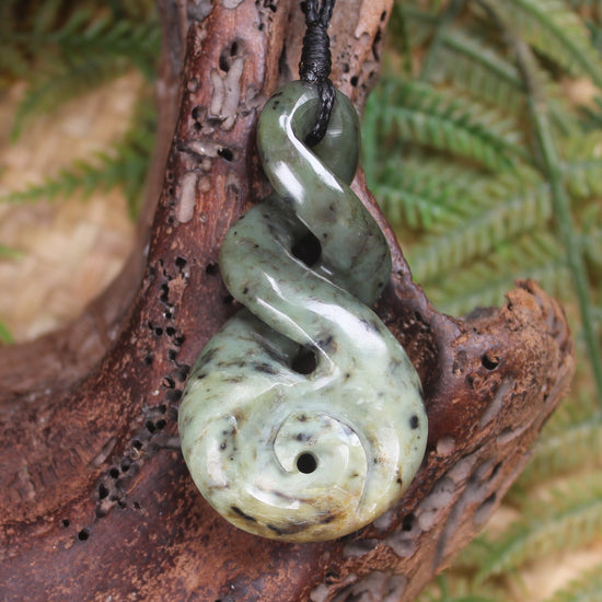 Koru Twist carved from Rimu Pounamu - NZ Greenstone