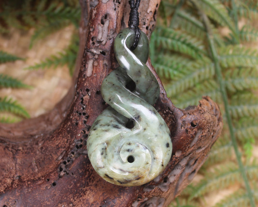 Koru Twist carved from Rimu Pounamu - NZ Greenstone