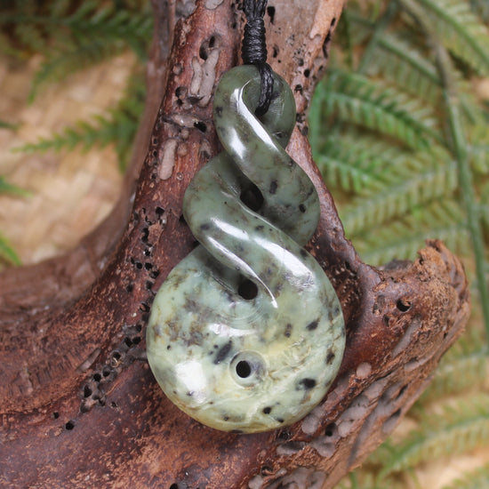 Koru Twist carved from Rimu Pounamu - NZ Greenstone
