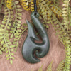 Hei Matau or Fish Hook carved from Hapopo Pounamu - NZ Greenstone