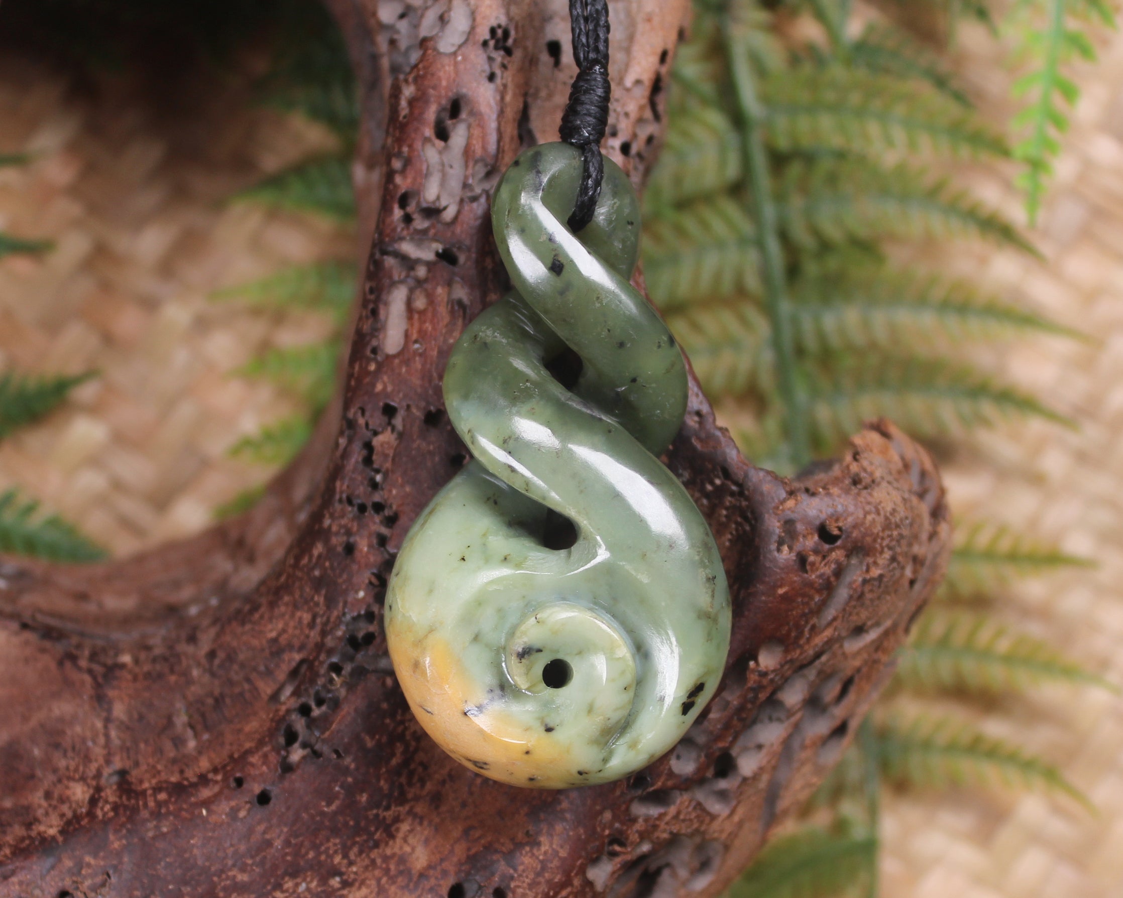 Koru Twist carved from Rimu Pounamu - NZ Greenstone