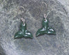 Whale Tail Earrings carved from Rimu Pounamu - NZ Greenstone