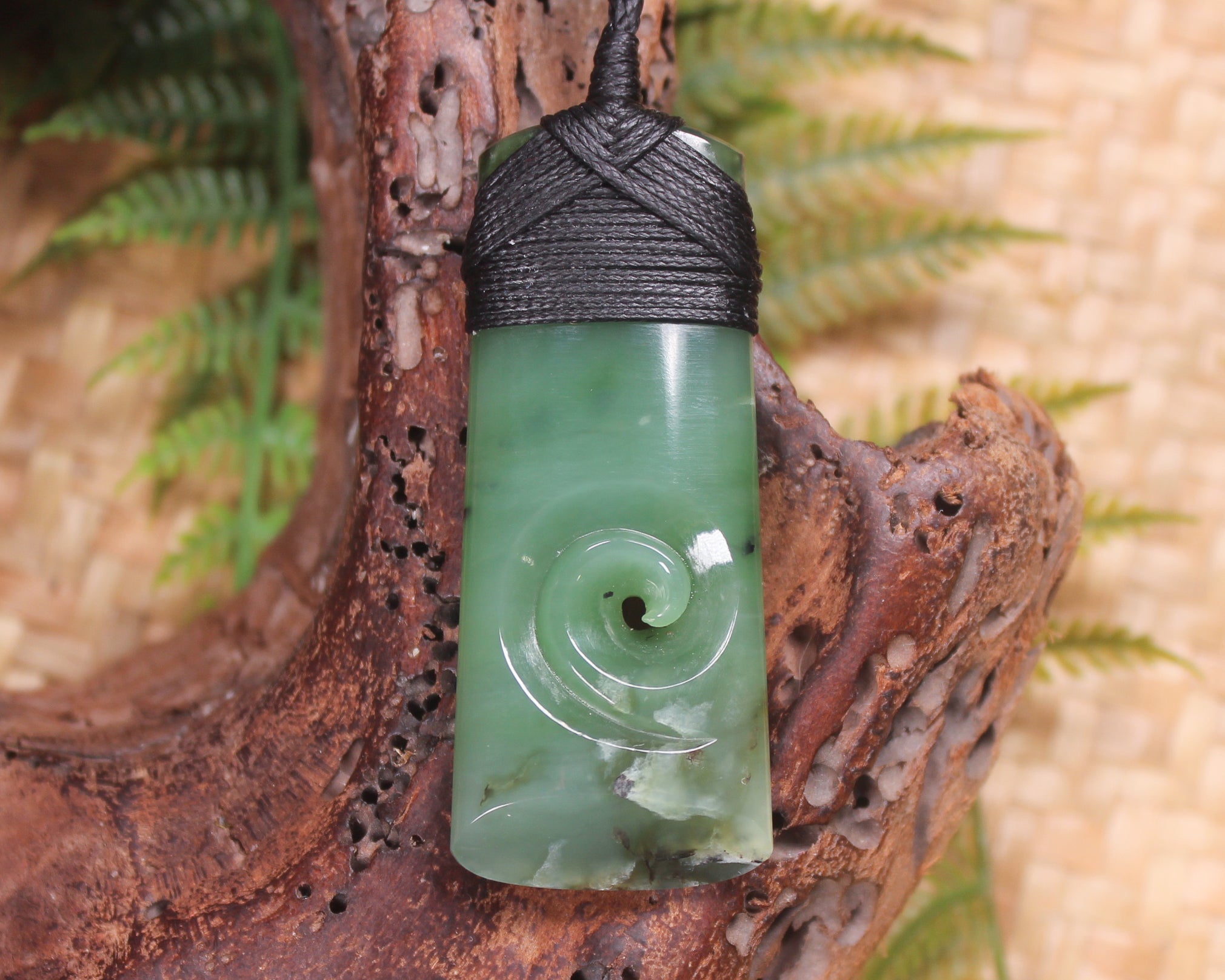 Toki or Adze with Koru Pendant carved from Inanga Pounamu - NZ Greenstone