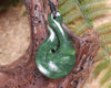 Hei Matau or Fish Hook carved from Hapopo Pounamu - NZ Greenstone
