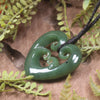 Heart with Koru carved from Hapopo Pounamu - NZ Greenstone