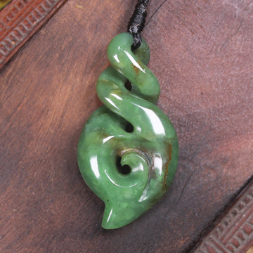 Hapopo Pounamu Koru Twist pendant  - NZ Greenstone