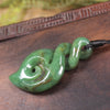 Hapopo Pounamu Koru Twist pendant  - NZ Greenstone