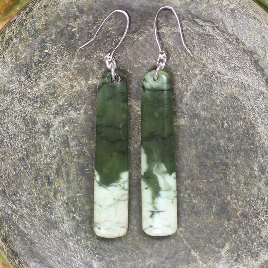 Roimata or Teardrop earrings carved from Rimu Pounamu - NZ Greenstone
