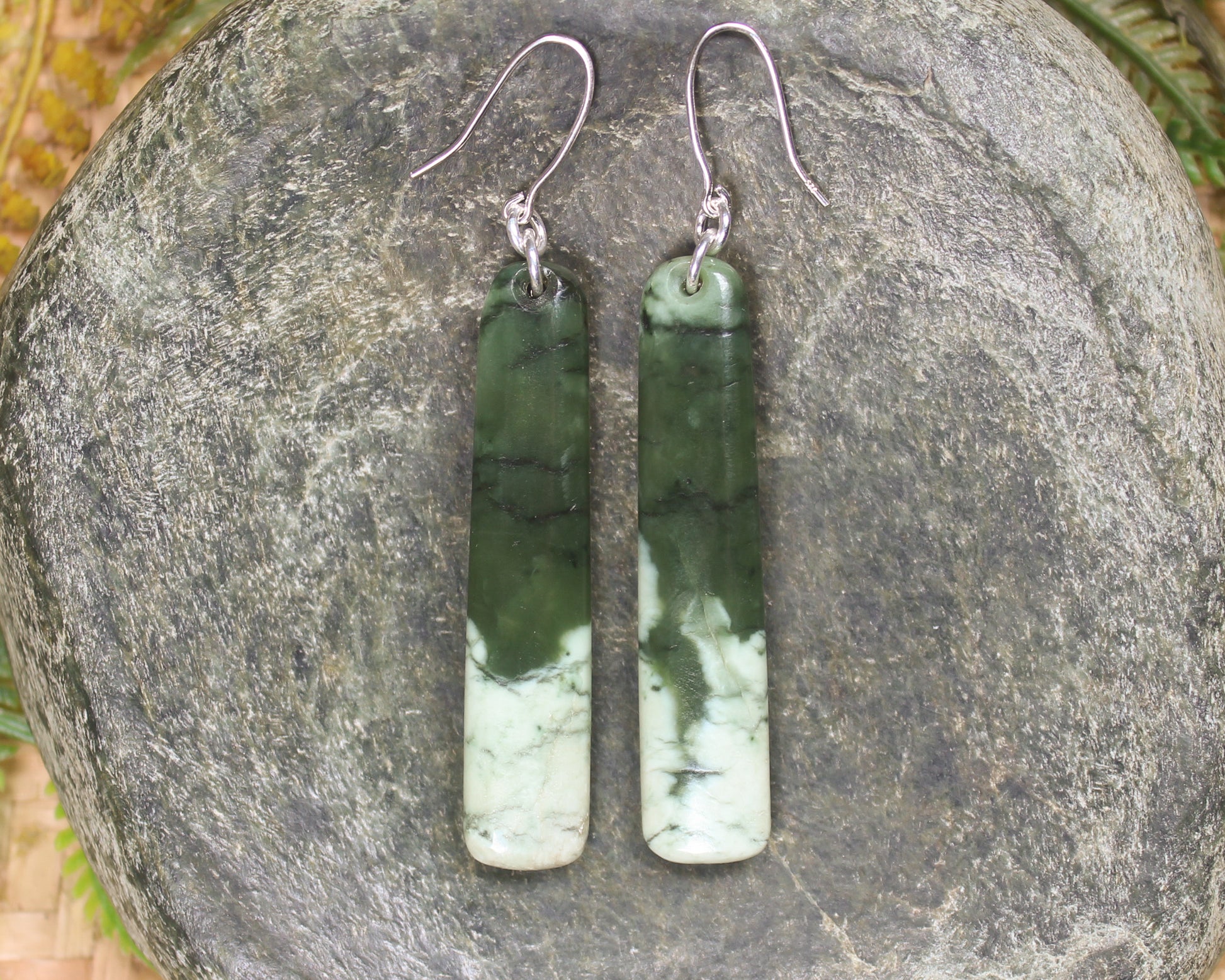 Roimata or Teardrop earrings carved from Rimu Pounamu - NZ Greenstone