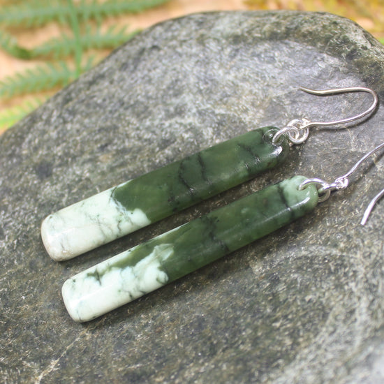 Roimata or Teardrop earrings carved from Rimu Pounamu - NZ Greenstone