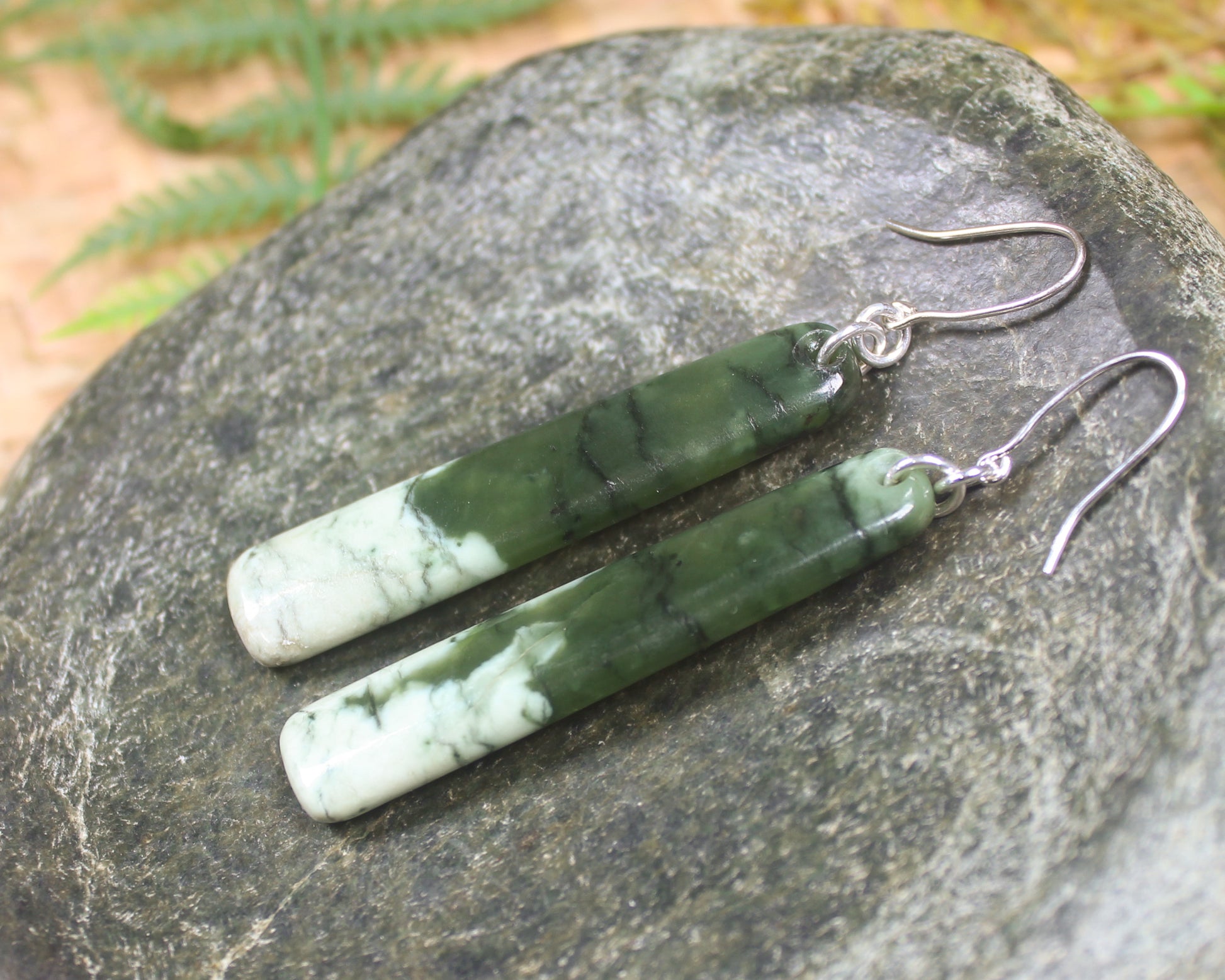 Roimata or Teardrop earrings carved from Rimu Pounamu - NZ Greenstone