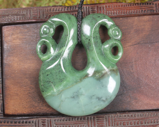 Pekapeka Pendant carved from Hapopo Pounamu - NZ Greenstone