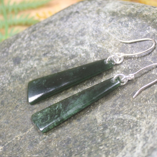 Roimata or Teardrop earrings carved from Kawakawa Pounamu - NZ Greenstone