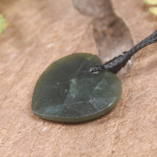 Heart carved from Kawakawa Pounamu - NZ Greenstone
