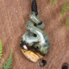 Twist or Pikorua carved from Flower Jade Pounamu - NZ Greenstone