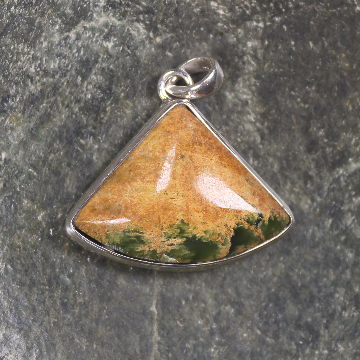 Sterling Silver Greenstone Pendant carved from Flower Jade Pounamu - NZ Greenstone